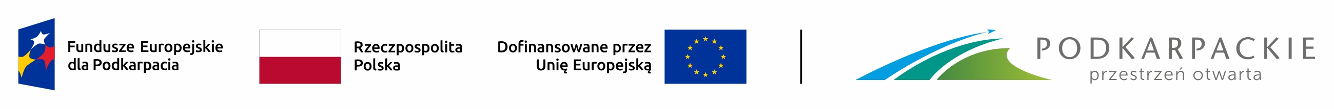 Logotyp Fundusze Europejskie, Rzeczpospolita Polska, Unia Europejska, Podkarpackie